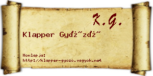 Klapper Győző névjegykártya